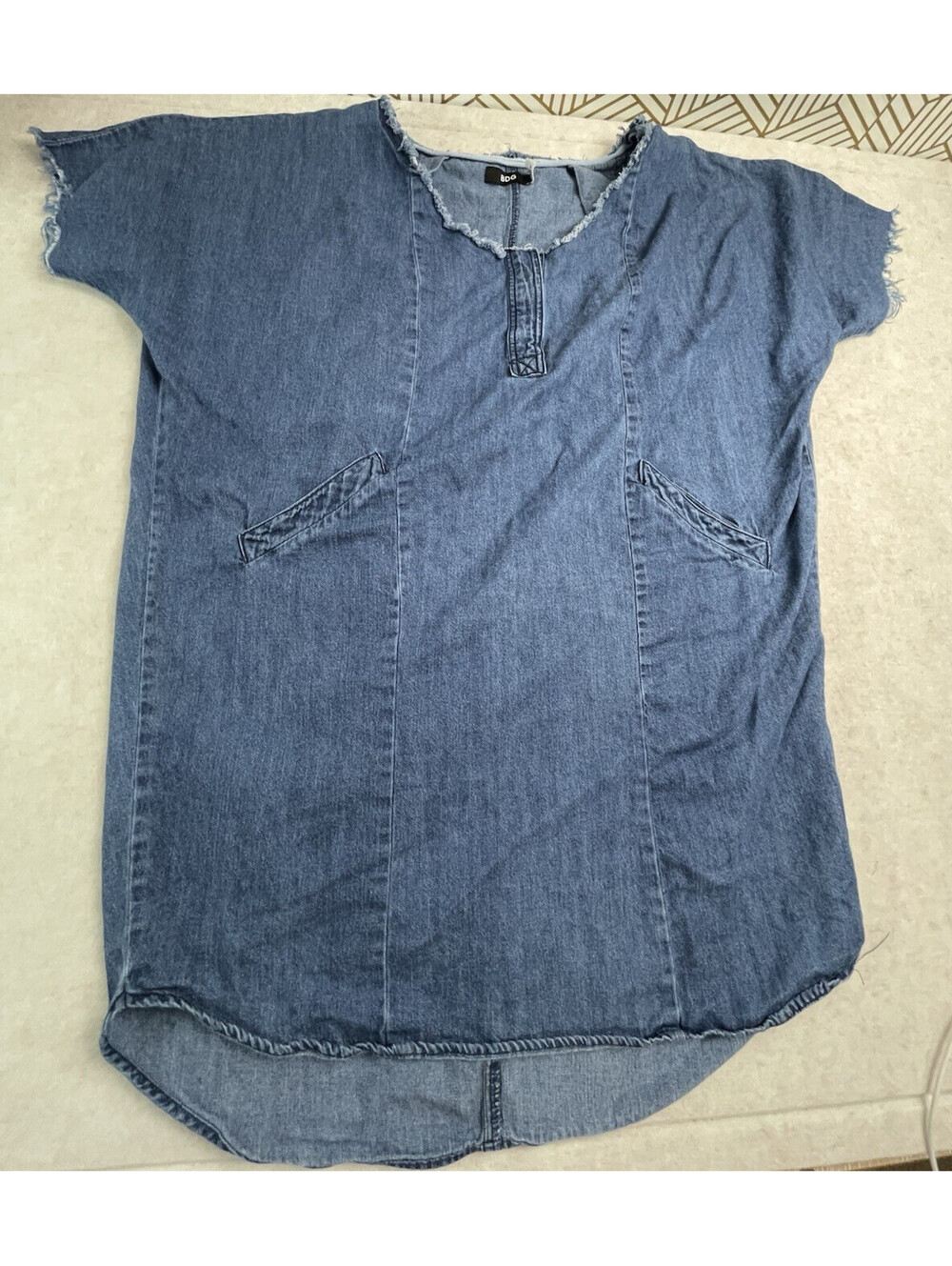 BDG Urban Outfitters Denim Cotton Tunic Top Raw Hem Neckline Sleeves Women’s S